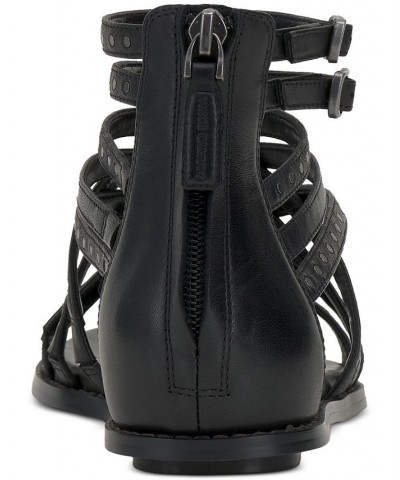 Dirrazo Studded Strappy Flat Sandals Black $57.60 Shoes