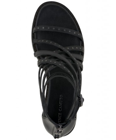 Dirrazo Studded Strappy Flat Sandals Black $57.60 Shoes