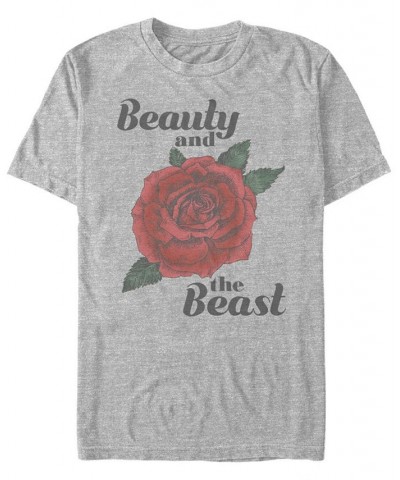 Disney Men's Beauty and The Beast Rose Short Sleeve T-Shirt Gray $19.94 T-Shirts