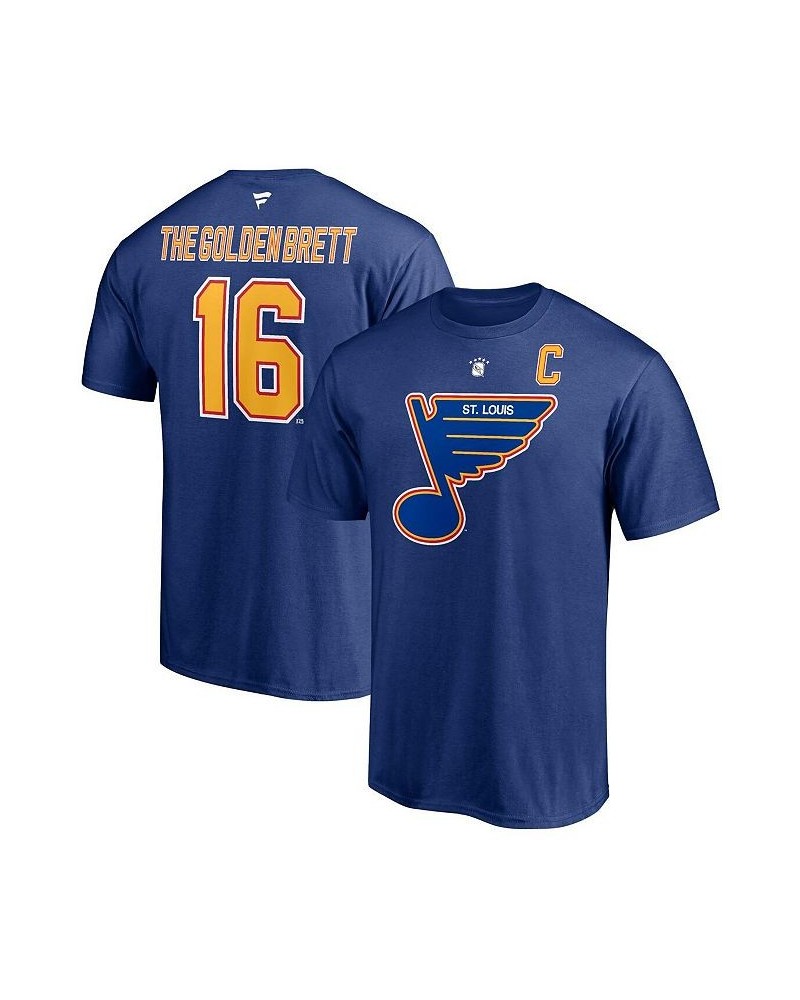 Men's Branded Brett Hull Blue St. Louis Blues Authentic Stack Retired Player NickName and Number T-shirt $19.35 T-Shirts