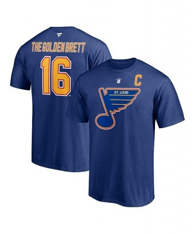 Men's Branded Brett Hull Blue St. Louis Blues Authentic Stack Retired Player NickName and Number T-shirt $19.35 T-Shirts