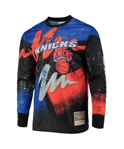 Men's Blue New York Knicks Hardwood Classics Hyper Hoops Moto Sublimated Long Sleeve T-shirt $43.34 T-Shirts