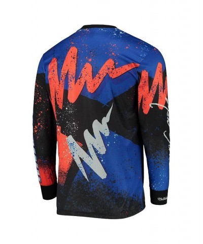 Men's Blue New York Knicks Hardwood Classics Hyper Hoops Moto Sublimated Long Sleeve T-shirt $43.34 T-Shirts