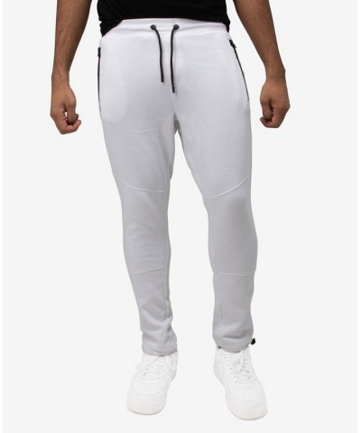 Men's Fleece Adjustable Ankle Drawstring Joggers Pants White $19.60 Pants