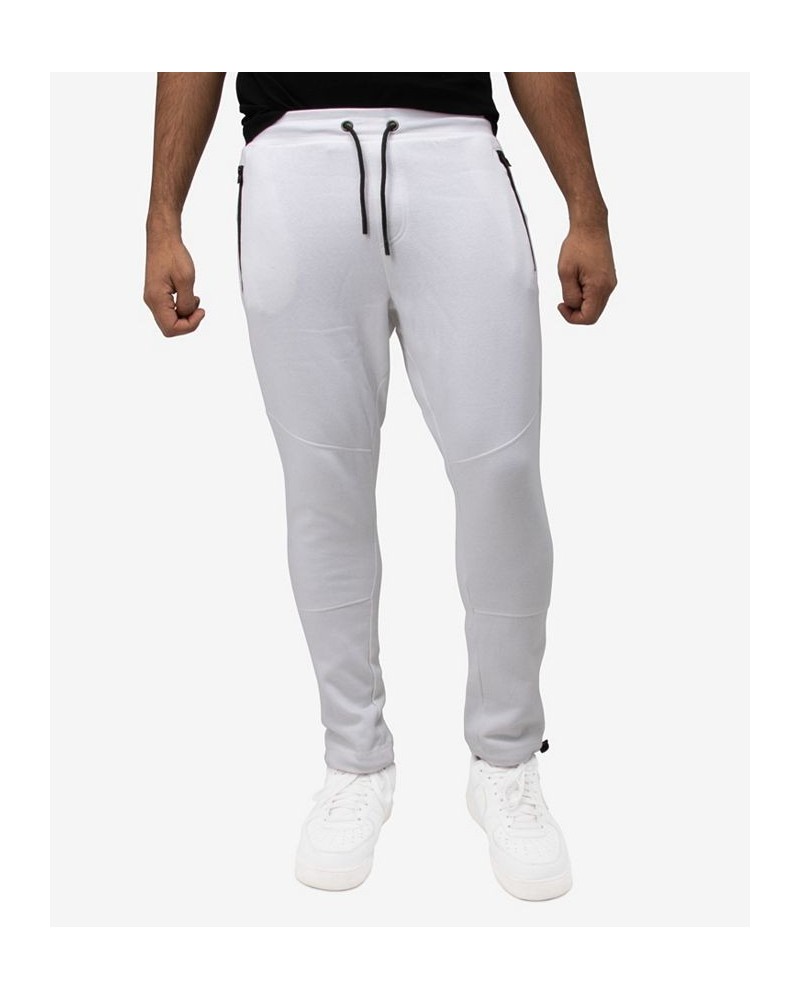 Men's Fleece Adjustable Ankle Drawstring Joggers Pants White $19.60 Pants