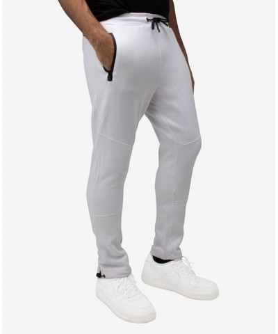 Men's Fleece Adjustable Ankle Drawstring Joggers Pants White $19.60 Pants