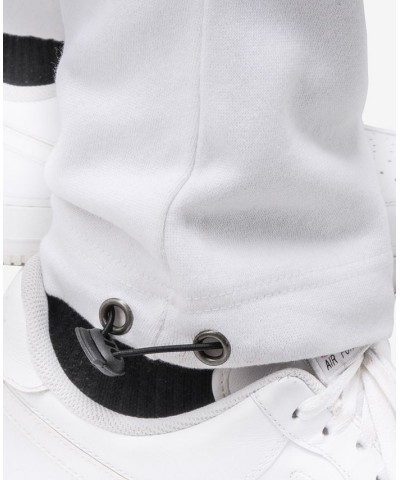 Men's Fleece Adjustable Ankle Drawstring Joggers Pants White $19.60 Pants