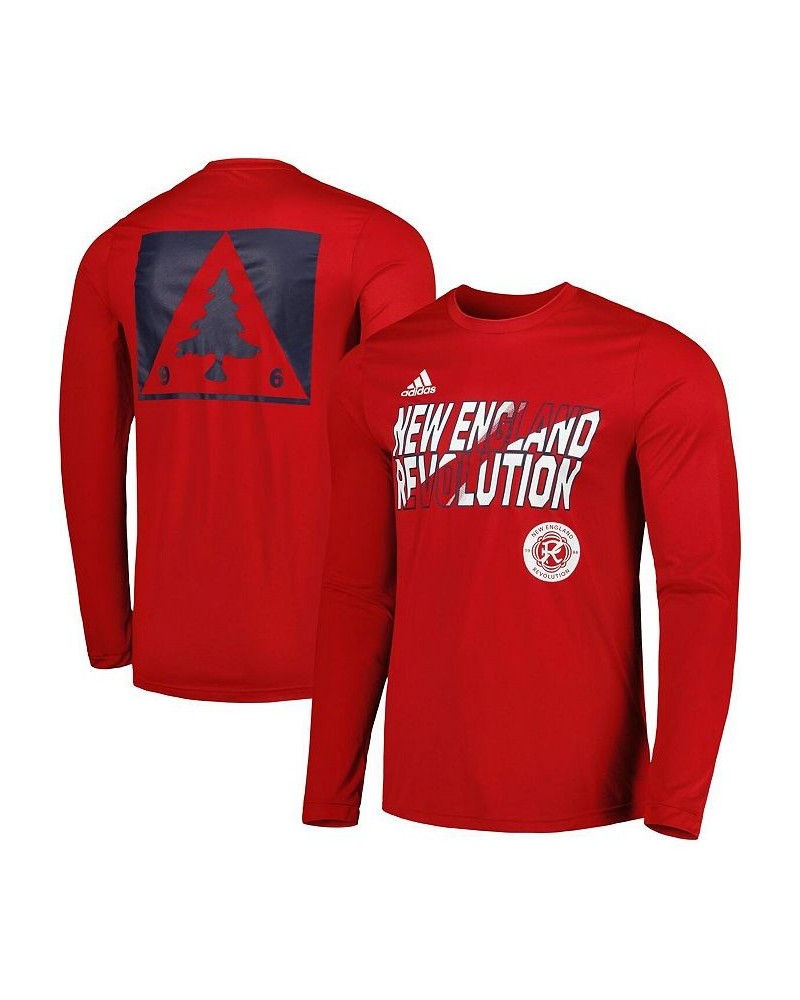 Men's Red New England Revolution Jersey Hook AEROREADY Long Sleeve T-shirt $32.99 T-Shirts