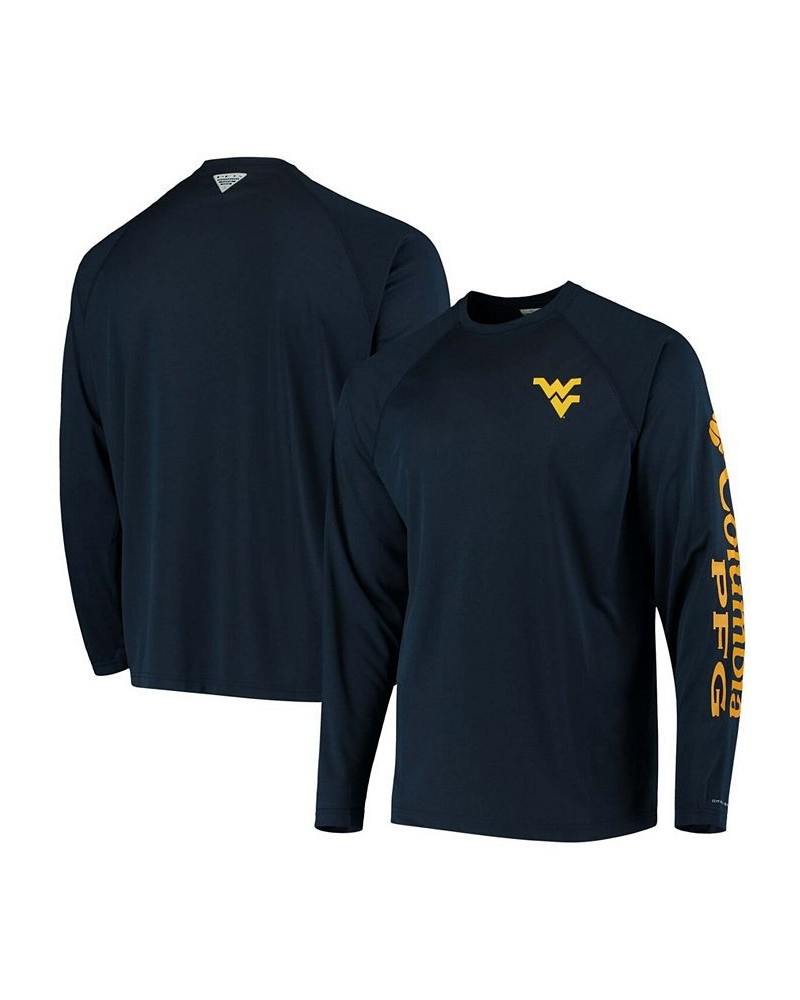 Men's PFG Navy West Virginia Mountaineers Terminal Tackle Omni-Shade Long Sleeve T-shirt $17.60 T-Shirts