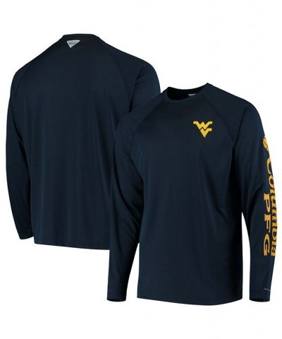 Men's PFG Navy West Virginia Mountaineers Terminal Tackle Omni-Shade Long Sleeve T-shirt $17.60 T-Shirts