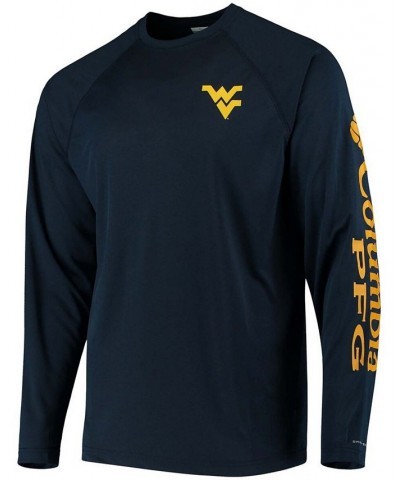 Men's PFG Navy West Virginia Mountaineers Terminal Tackle Omni-Shade Long Sleeve T-shirt $17.60 T-Shirts