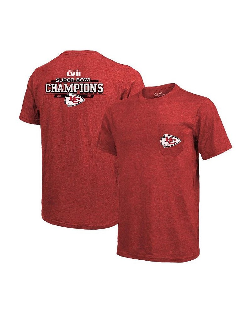 Men's Threads Red Kansas City Chiefs Super Bowl LVII Champions Running Back Tri-Blend Pocket T-shirt $32.39 T-Shirts