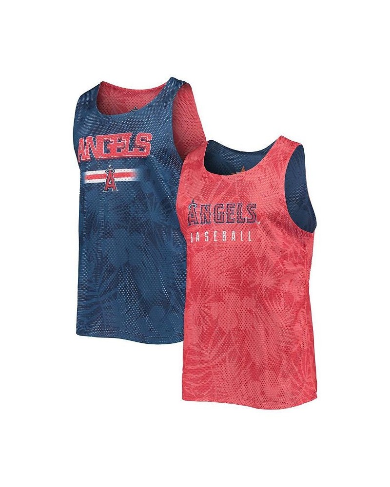 Men's Red, Navy Los Angeles Angels Floral Reversible Mesh Tank Top $29.99 T-Shirts