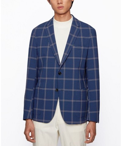 BOSS Men's Seersucker Slim-Fit Jacket Blue $141.90 Blazers