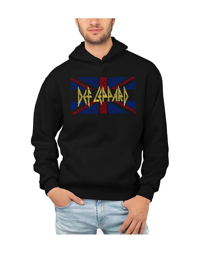 Men's Word Art Def Leppard Hoodie Black $31.79 Sweatshirt