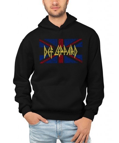 Men's Word Art Def Leppard Hoodie Black $31.79 Sweatshirt