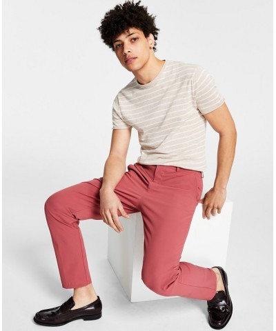 Men's Slim Fit Tech Solid Performance Dress Pants Red $24.75 Pants