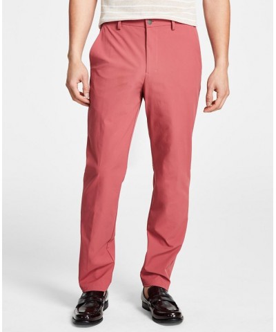 Men's Slim Fit Tech Solid Performance Dress Pants Red $24.75 Pants