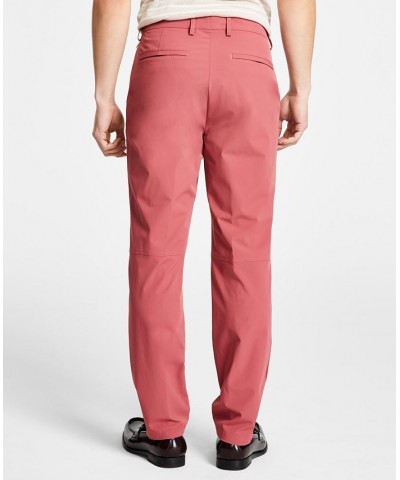 Men's Slim Fit Tech Solid Performance Dress Pants Red $24.75 Pants