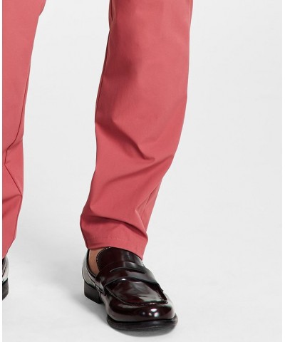 Men's Slim Fit Tech Solid Performance Dress Pants Red $24.75 Pants