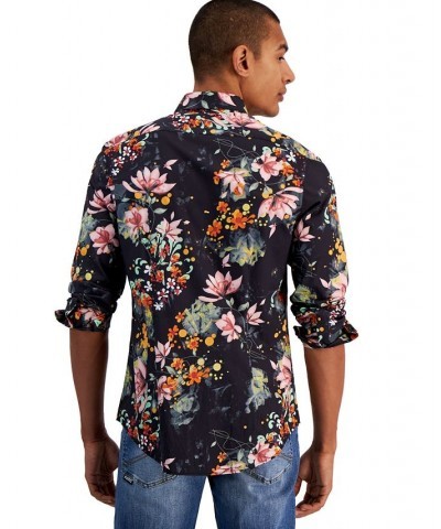 Men's Brian Slim-Fit Floral-Print Button-Down Shirt Black $50.40 Shirts