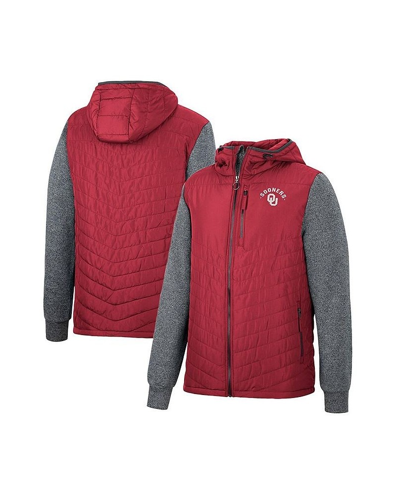 Men's Crimson, Charcoal Oklahoma Sooners Course Herringbone Full-Zip Hoodie $39.90 Jackets