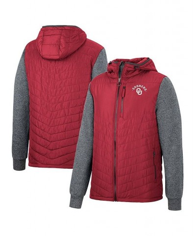 Men's Crimson, Charcoal Oklahoma Sooners Course Herringbone Full-Zip Hoodie $39.90 Jackets