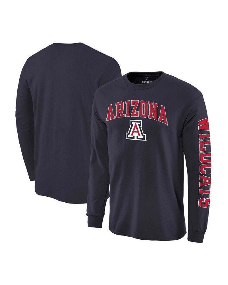 Men's Navy Arizona Wildcats Distressed Arch Over Logo Long Sleeve Hit T-shirt $16.31 T-Shirts