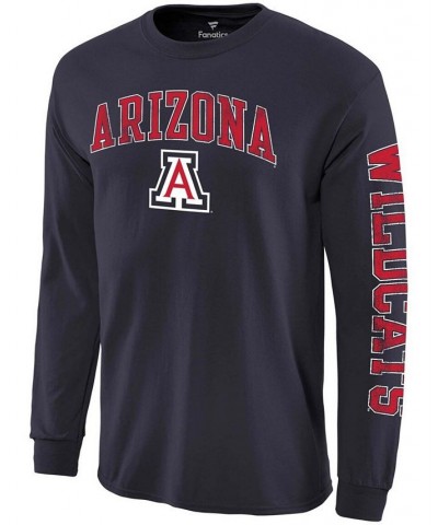 Men's Navy Arizona Wildcats Distressed Arch Over Logo Long Sleeve Hit T-shirt $16.31 T-Shirts