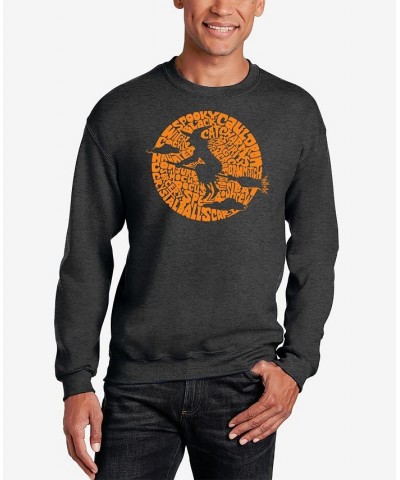 Men's Spooky Witch Word Art Crewneck Sweatshirt Gray $21.50 Sweatshirt