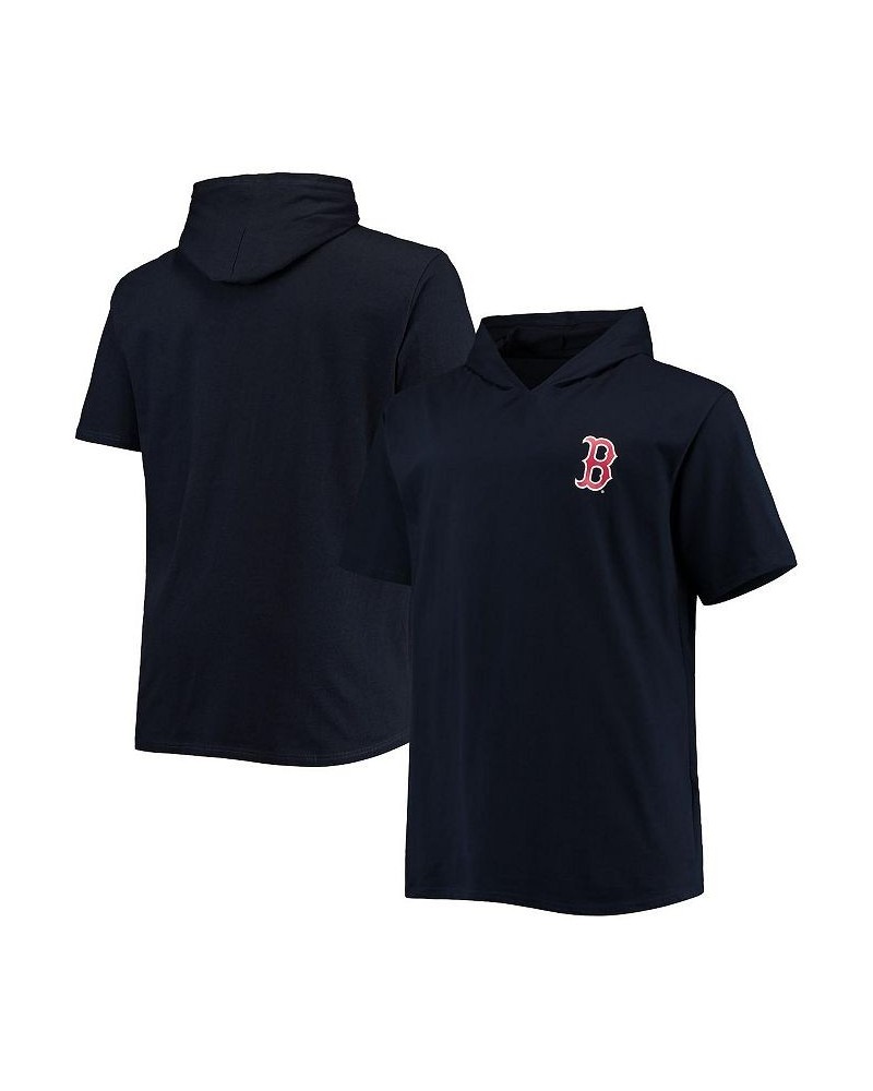 Men's Navy Boston Red Sox Big and Tall Jersey Short Sleeve Pullover Hoodie T-shirt $28.80 T-Shirts