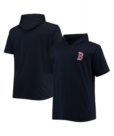 Men's Navy Boston Red Sox Big and Tall Jersey Short Sleeve Pullover Hoodie T-shirt $28.80 T-Shirts