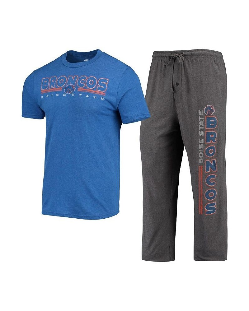 Men's Heathered Charcoal, Royal Boise State Broncos Meter T-shirt and Pants Sleep Set $36.39 Pajama