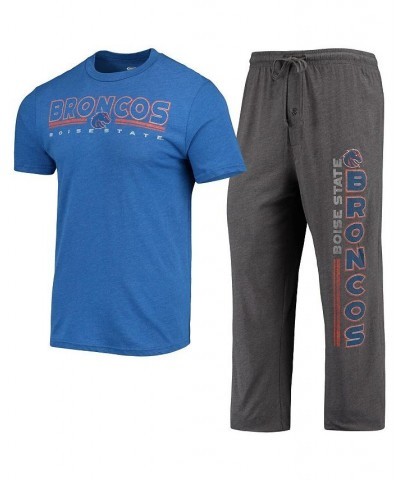 Men's Heathered Charcoal, Royal Boise State Broncos Meter T-shirt and Pants Sleep Set $36.39 Pajama