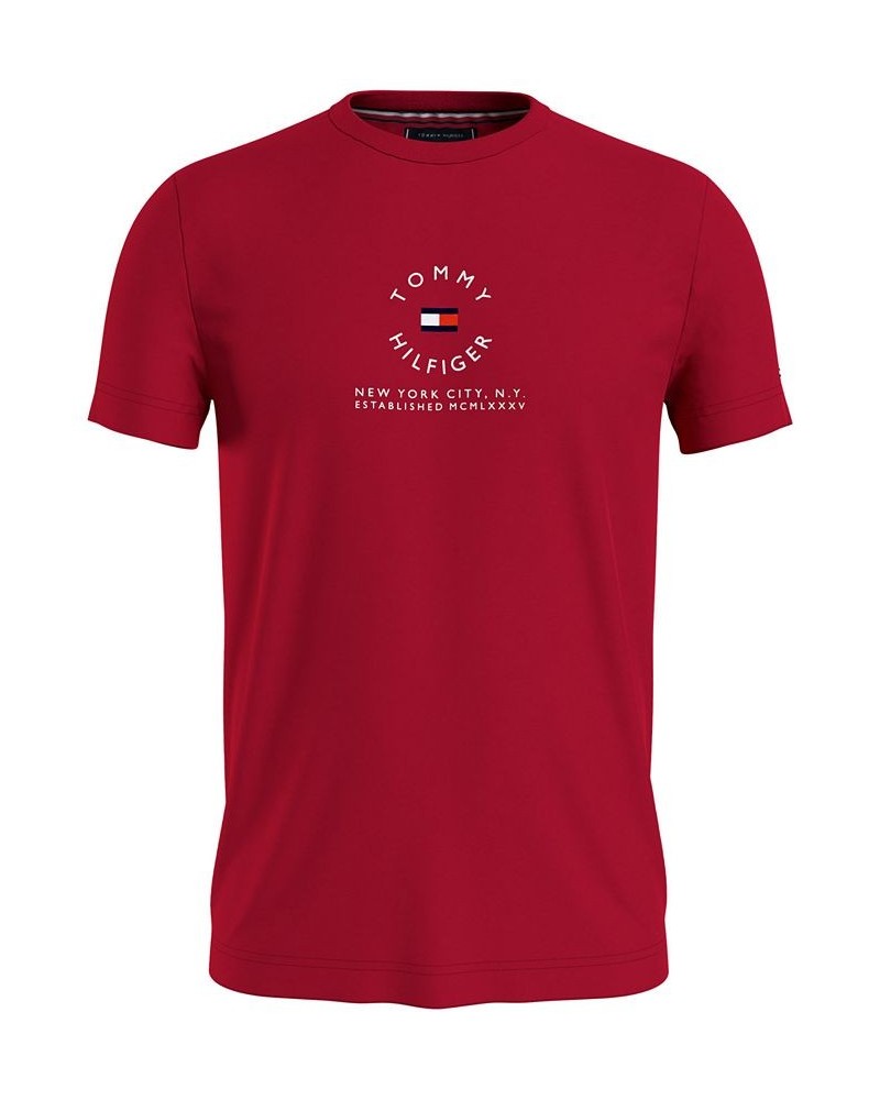 Men's Round All Logo Graphic Slim-Fit T-Shirt Red $19.68 T-Shirts