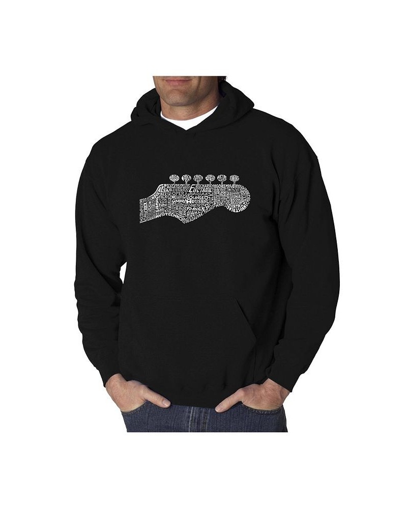 Men's Word Art Hooded Sweatshirt - Guitar Head Black $24.60 Sweatshirt