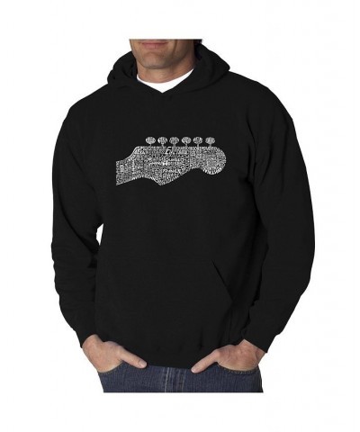 Men's Word Art Hooded Sweatshirt - Guitar Head Black $24.60 Sweatshirt