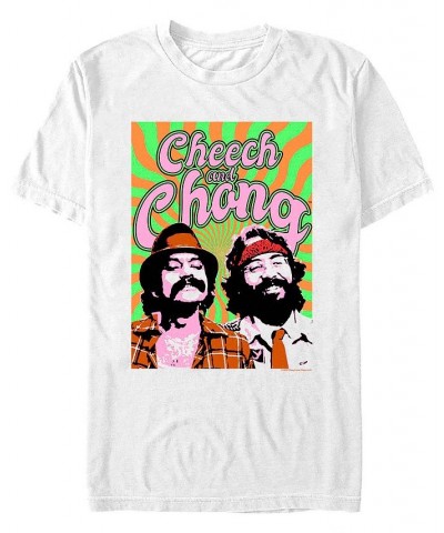 Men's Cheech and Chong Trippy Short Sleeve T-shirt White $19.59 T-Shirts