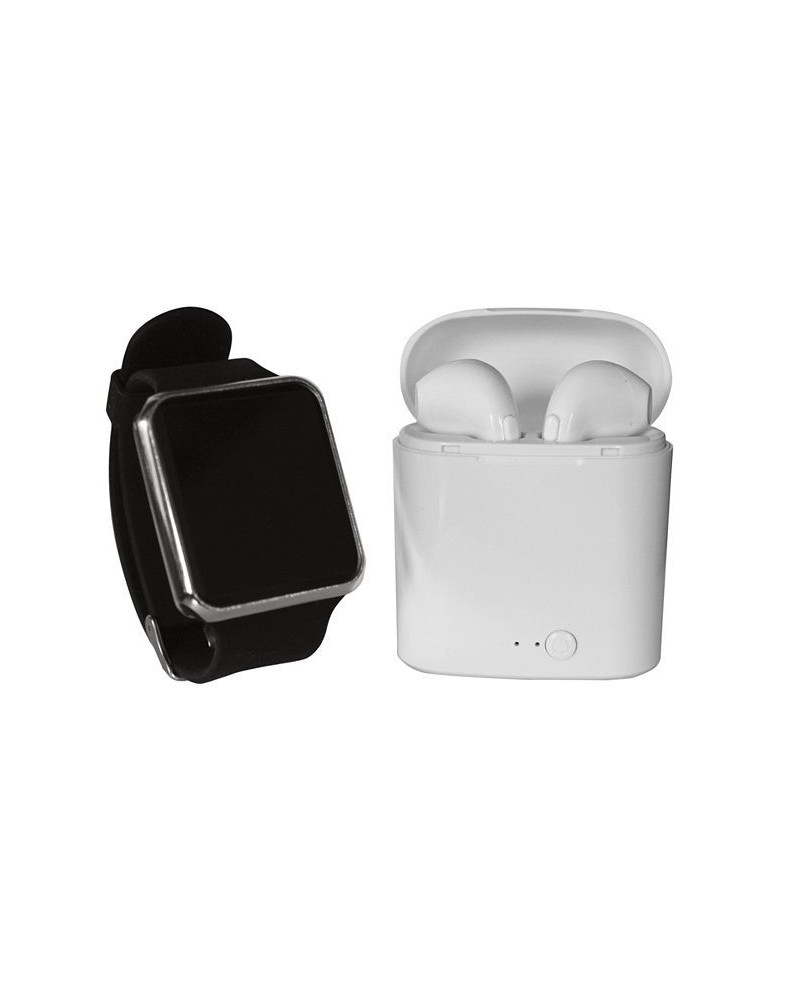 Unisex LED Touch Watch and Wireless Headphones with Portable Charging Case Set $16.80 Watches