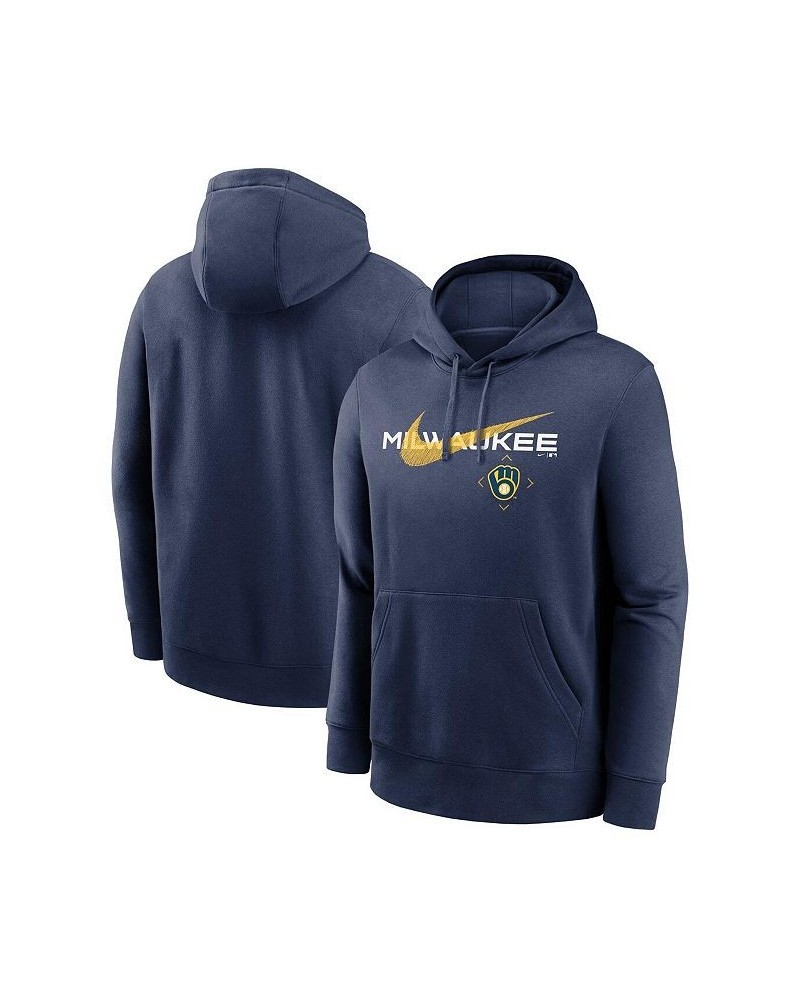 Men's Navy Milwaukee Brewers Big and Tall Over Arch Pullover Hoodie $35.70 Sweatshirt