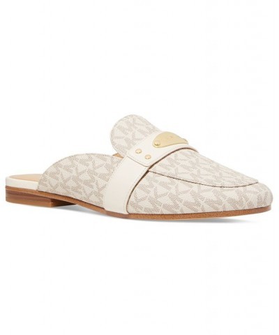 Women's MK Plate Mules White $43.31 Shoes