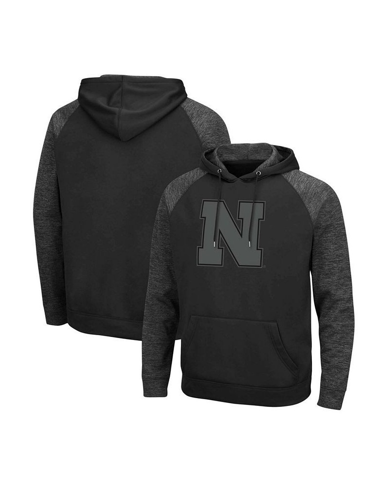 Men's Black Nebraska Huskers Blackout 3.0 Tonal Raglan Pullover Hoodie $35.00 Sweatshirt