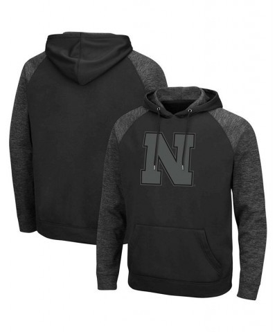 Men's Black Nebraska Huskers Blackout 3.0 Tonal Raglan Pullover Hoodie $35.00 Sweatshirt