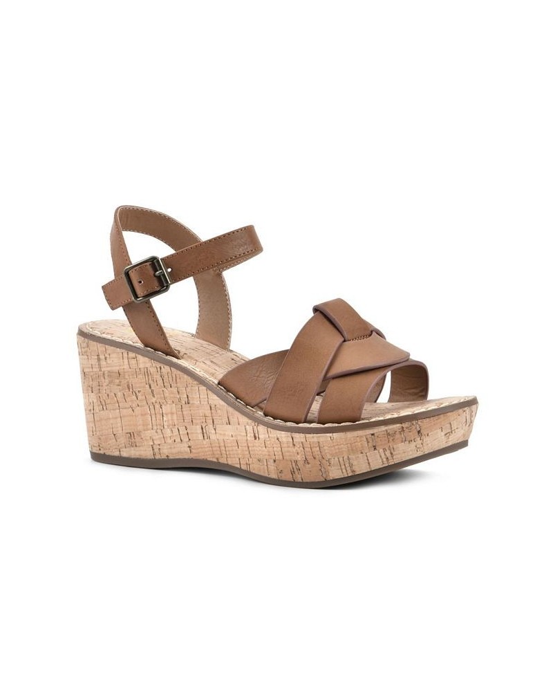 Women's Simple Wedge Sandals Tan/Beige $40.94 Shoes