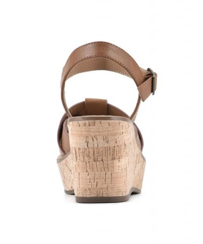 Women's Simple Wedge Sandals Tan/Beige $40.94 Shoes