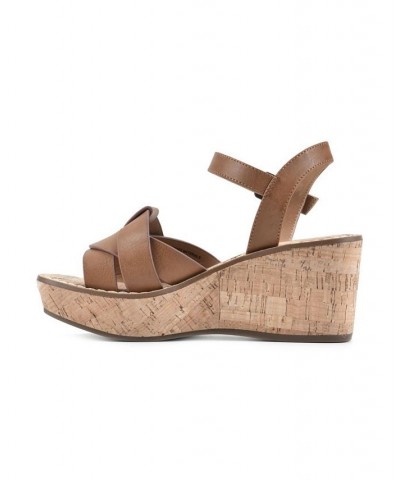 Women's Simple Wedge Sandals Tan/Beige $40.94 Shoes