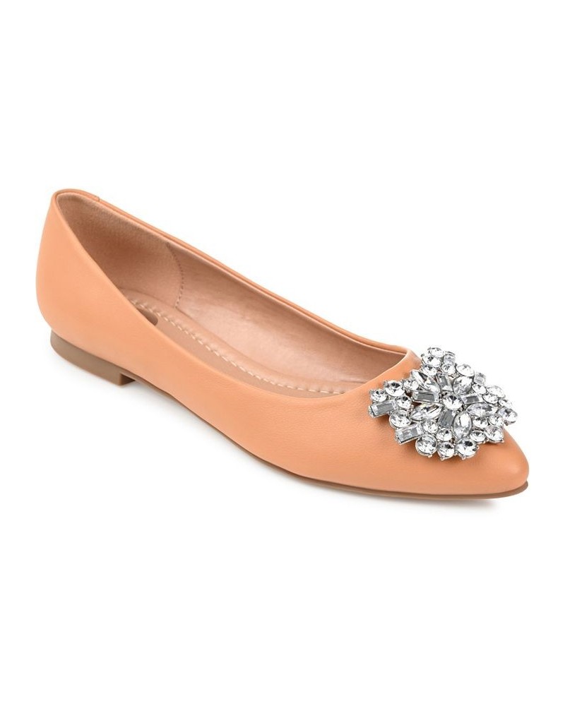 Women's Renzo Jeweled Flats Tan/Beige $51.99 Shoes