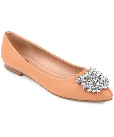 Women's Renzo Jeweled Flats Tan/Beige $51.99 Shoes