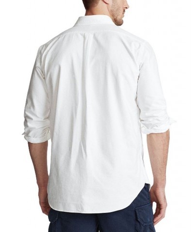 Men's Big & Tall Classic Fit Long-Sleeve Oxford Shirt White/Brown $54.00 Shirts