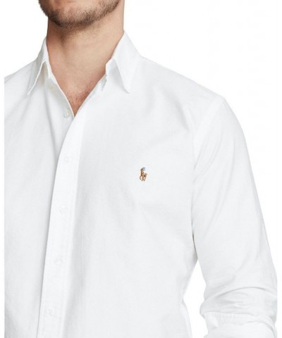 Men's Big & Tall Classic Fit Long-Sleeve Oxford Shirt White/Brown $54.00 Shirts